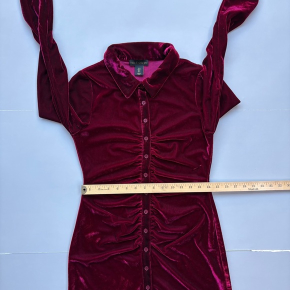 HOUSE OF HARLOW 1960 RED VELVET RUCHED FRONT DRESS DARK ROMANTIC WIMSIGOTH - Picture 10 of 14